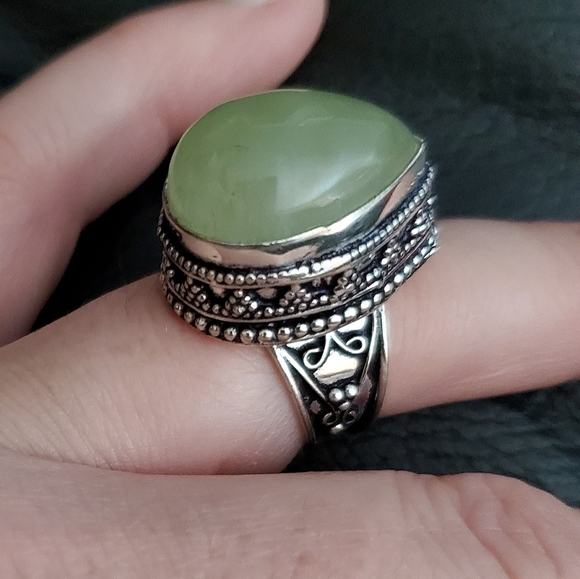 New Moss Prehnite 925 Silver Ring. - Picture 2 of 12